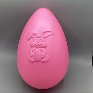 1998 Grand Venture 14" Blow Mold Pink Easter Egg with Raised Easter Bunny-NOS
